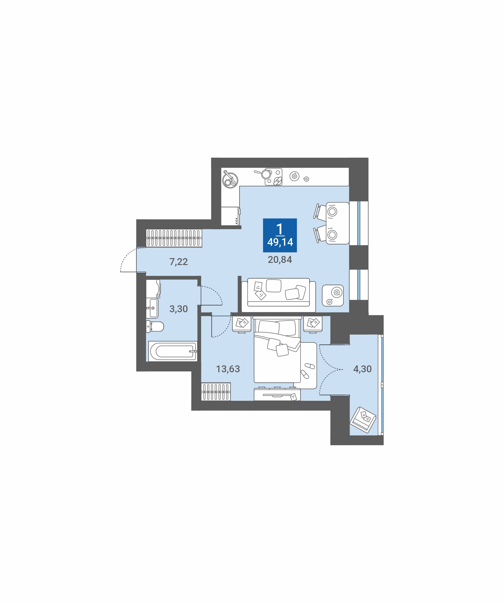 планировка квартиры 49 м2